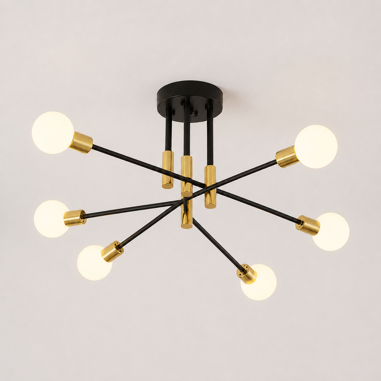 Astra Sputnik Ceiling Light | Black Brass Chandelier