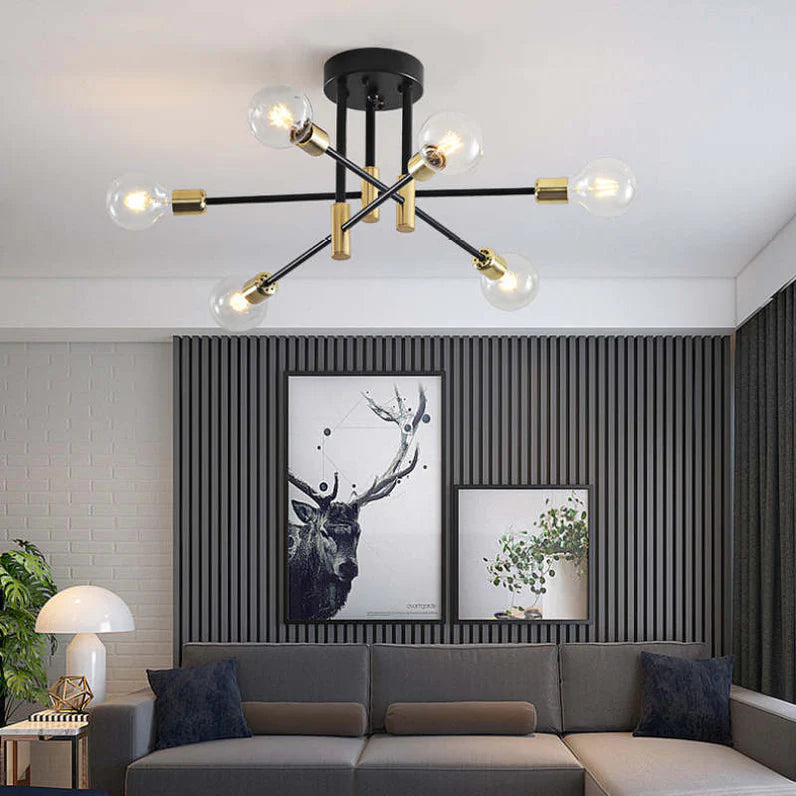 Astra Sputnik Ceiling Light | Black Brass Chandelier