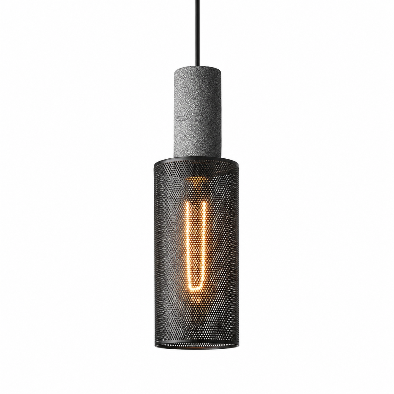 Mesano Concrete Pendant Light | Industrial Cement and Mesh Pendant