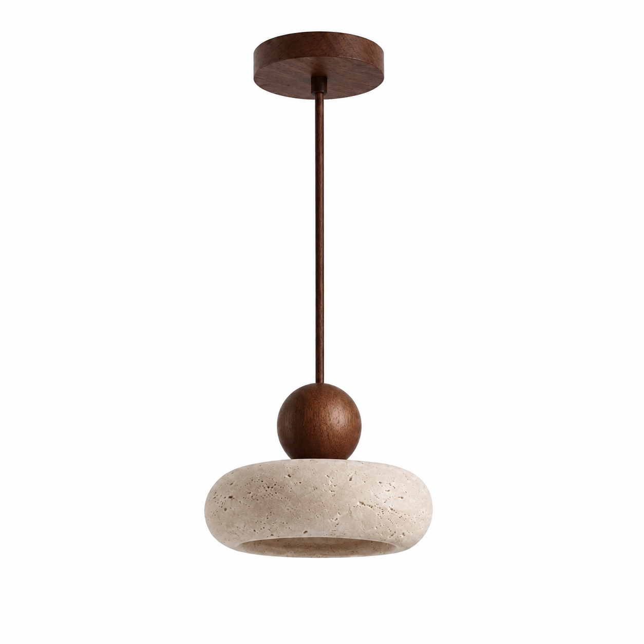 Tavora Stone Pendant Light | Natural Stone and Wood Japandi Pendant