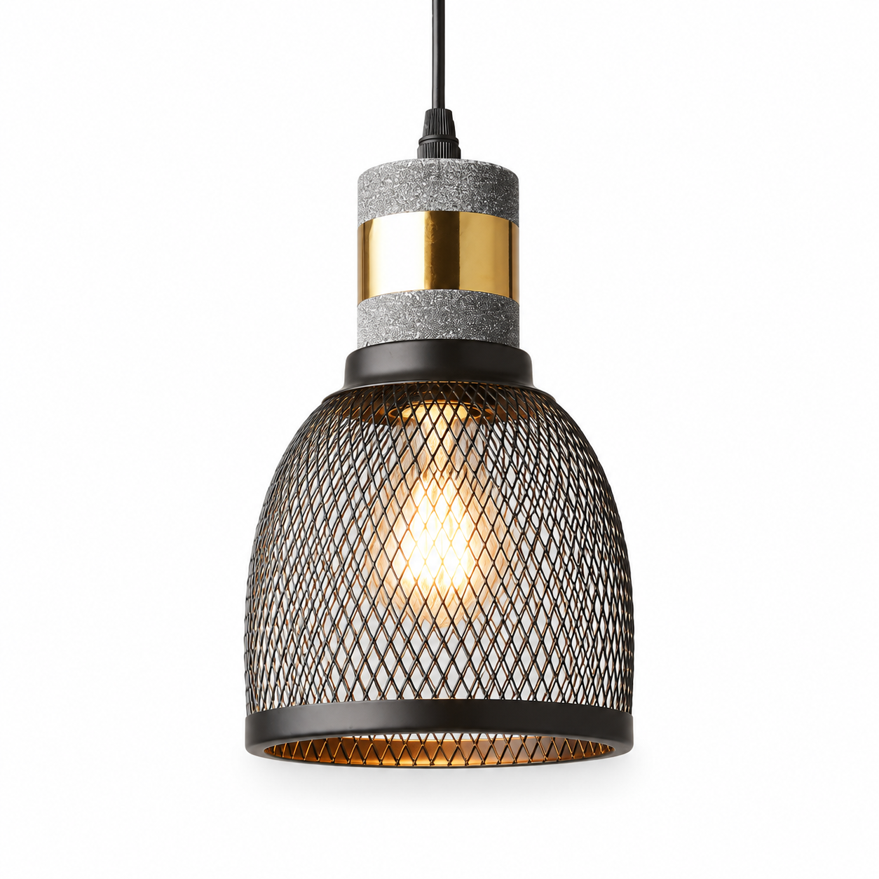 Mesano Concrete Pendant Light | Industrial Cement and Mesh Pendant