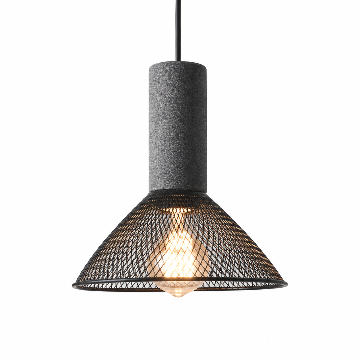 Mesano Concrete Pendant Light | Industrial Cement and Mesh Pendant