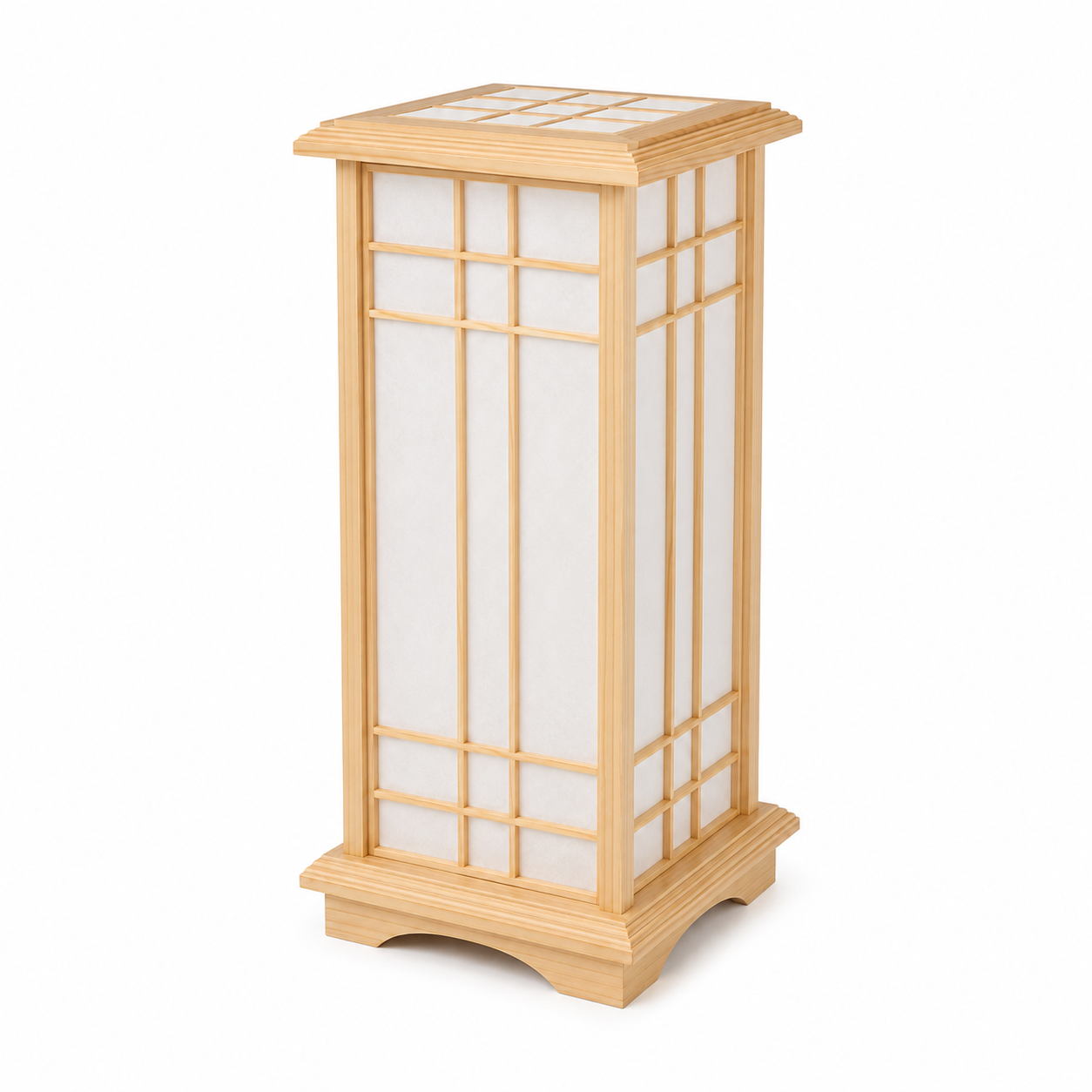 Hanoki Wooden Lantern Floor Lamp – Shoji Style Japandi Pine Standing Light