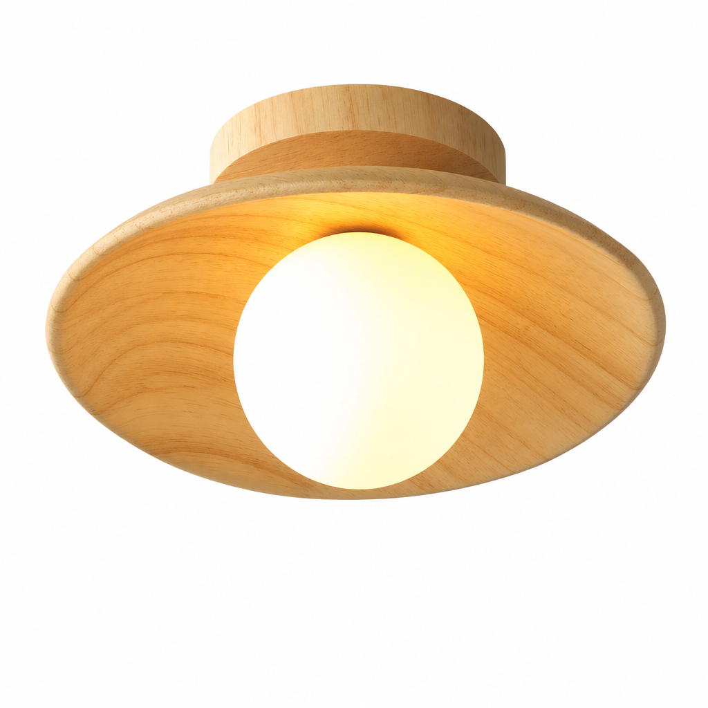 Kasara Wooden Ceiling Light | Semi-Flush Globe Lamp