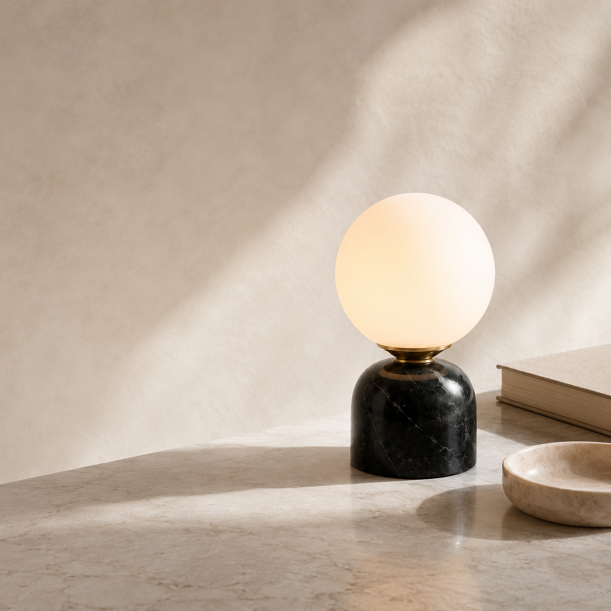 Mirella Marble Table Lamp | Opal Glass Globe Light