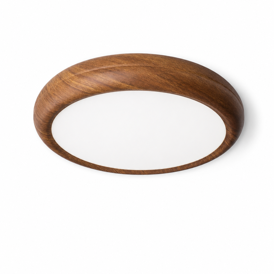 Nimba Walnut-Effect Ceiling Light | Flush LED Lamp