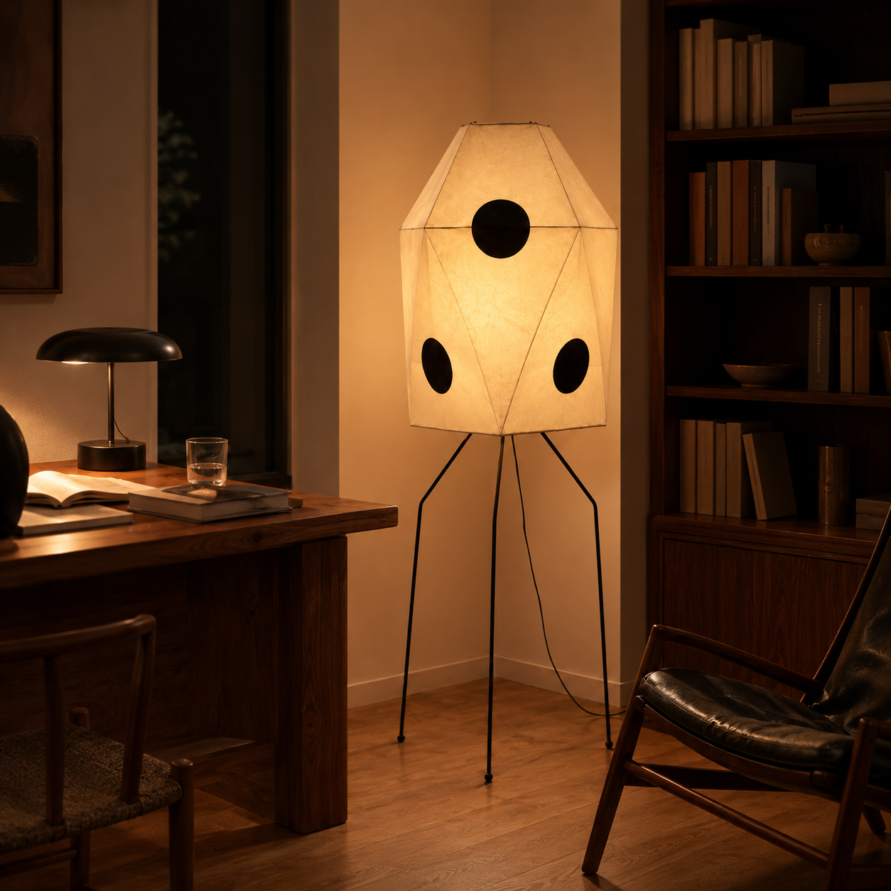 Orika Paper Tripod Floor Lamp – Sculptural Mulberry Paper Standing Light
