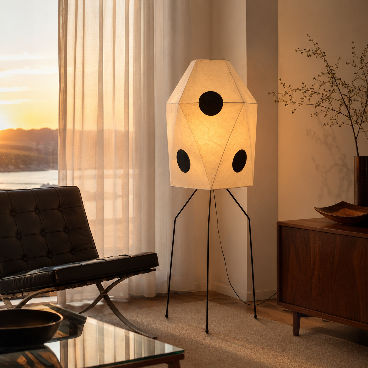 Orika Paper Tripod Floor Lamp – Sculptural Mulberry Paper Standing Light
