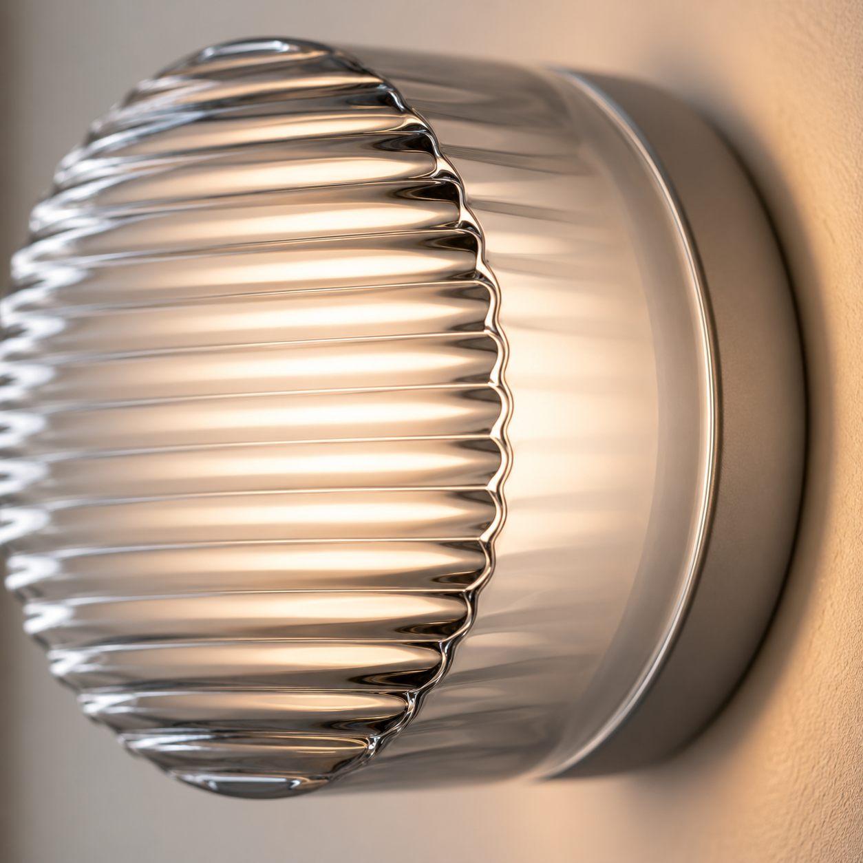 Plissa Wall Light | Ribbed Round Flush Sconce