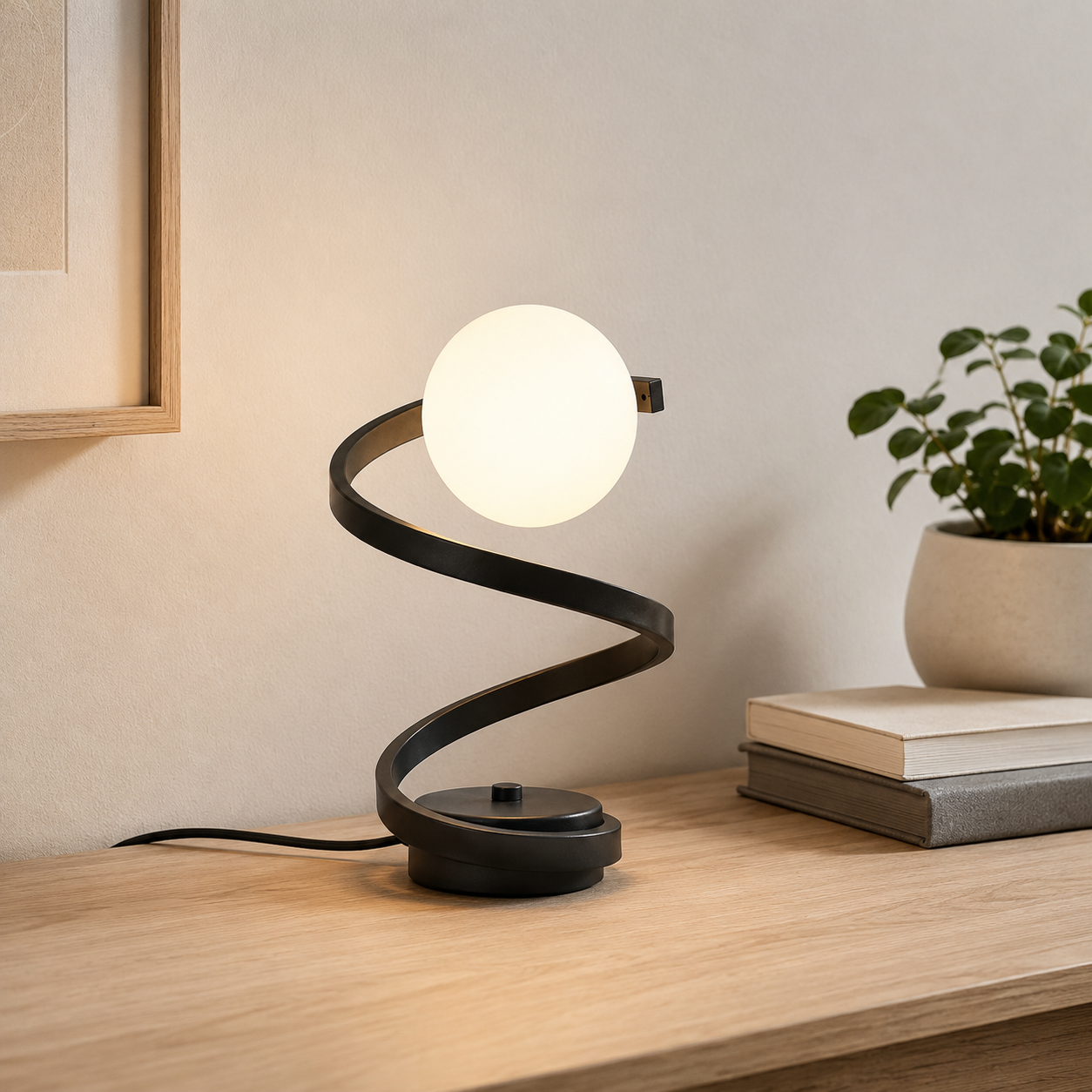 Spiravo Spiral Table Lamp | Opal Glass Globe Light
