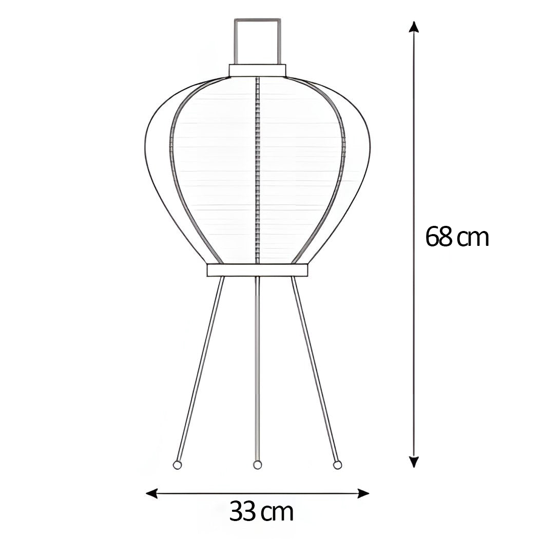 Yuzora Gourd Paper Floor Lamp – Japandi Ribbed Paper Lantern with Orange Accents