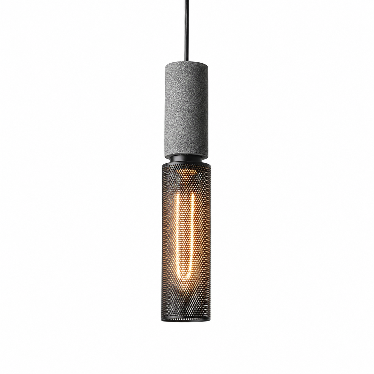 Mesano Concrete Pendant Light | Industrial Cement and Mesh Pendant
