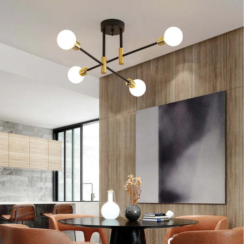 Astra Sputnik Ceiling Light | Black Brass Chandelier