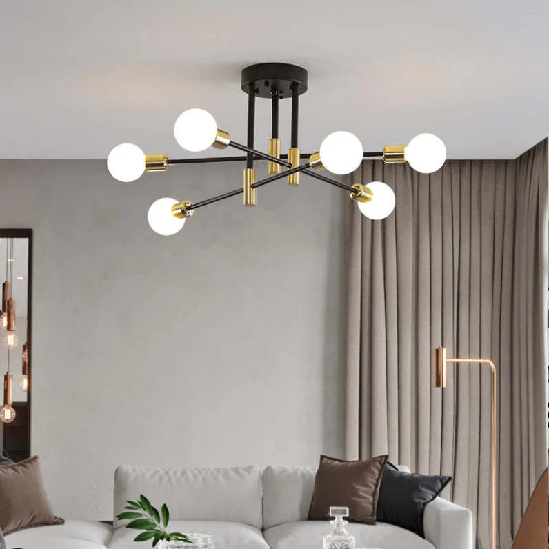 Astra Sputnik Ceiling Light | Black Brass Chandelier