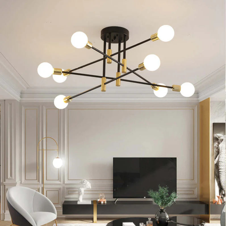 Astra Sputnik Ceiling Light | Black Brass Chandelier