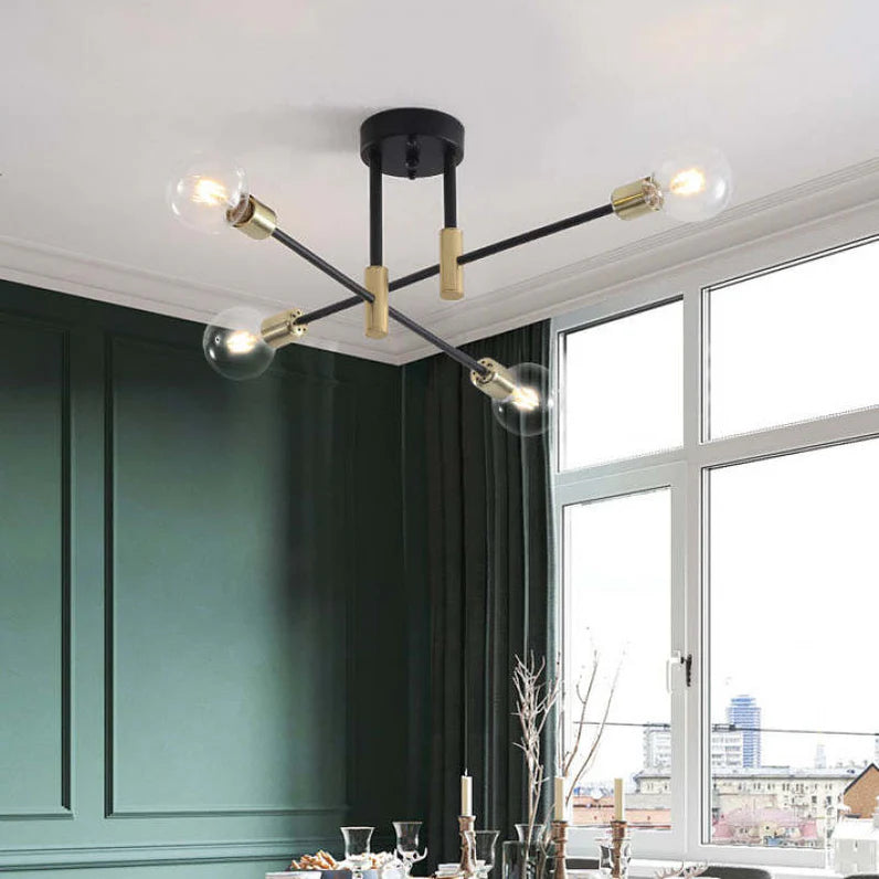 Astra Sputnik Ceiling Light | Black Brass Chandelier