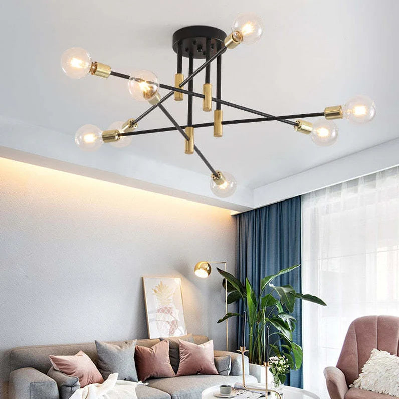 Astra Sputnik Ceiling Light | Black Brass Chandelier