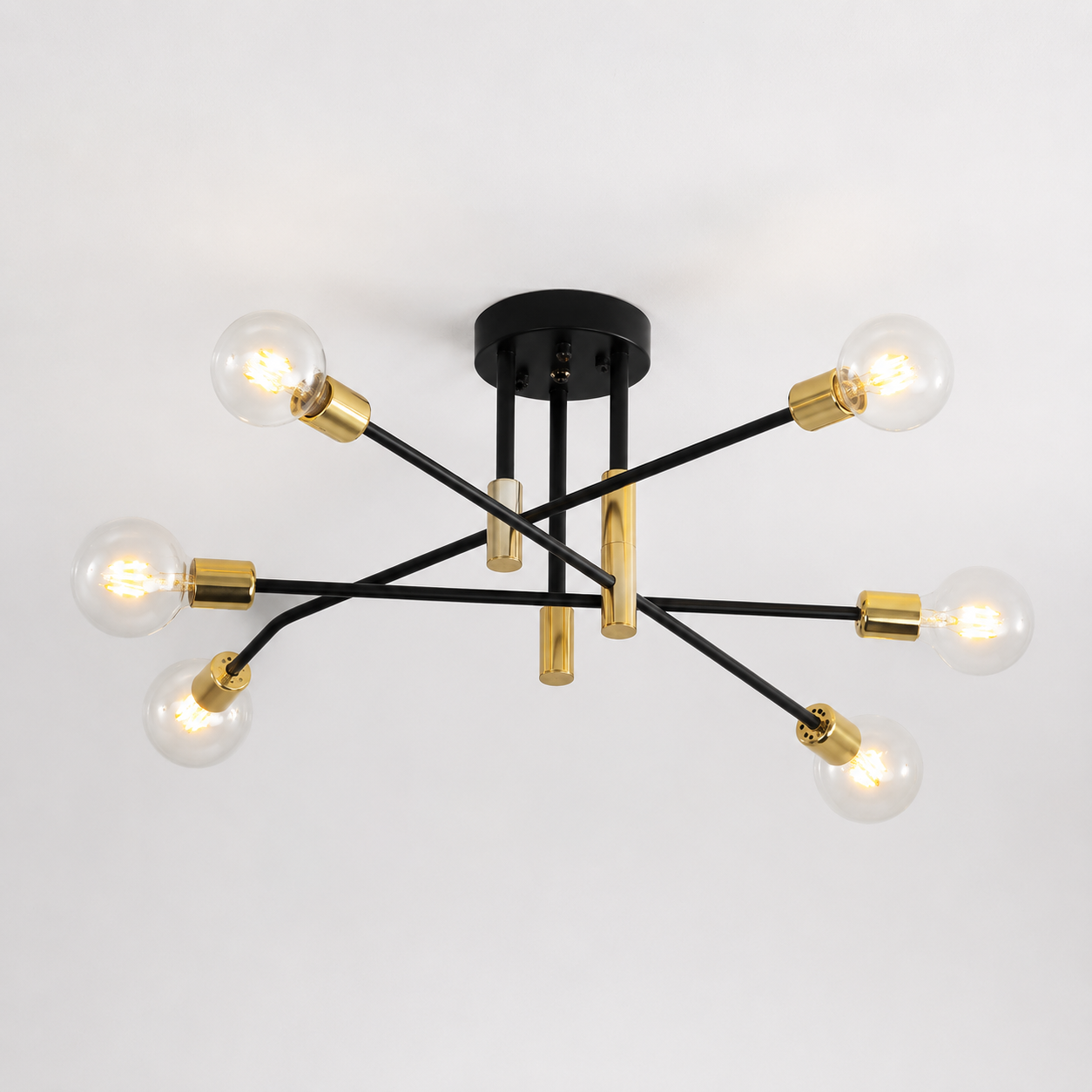 Astra Sputnik Ceiling Light | Black Brass Chandelier
