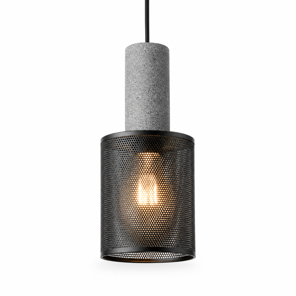 Mesano Concrete Pendant Light | Industrial Cement and Mesh Pendant