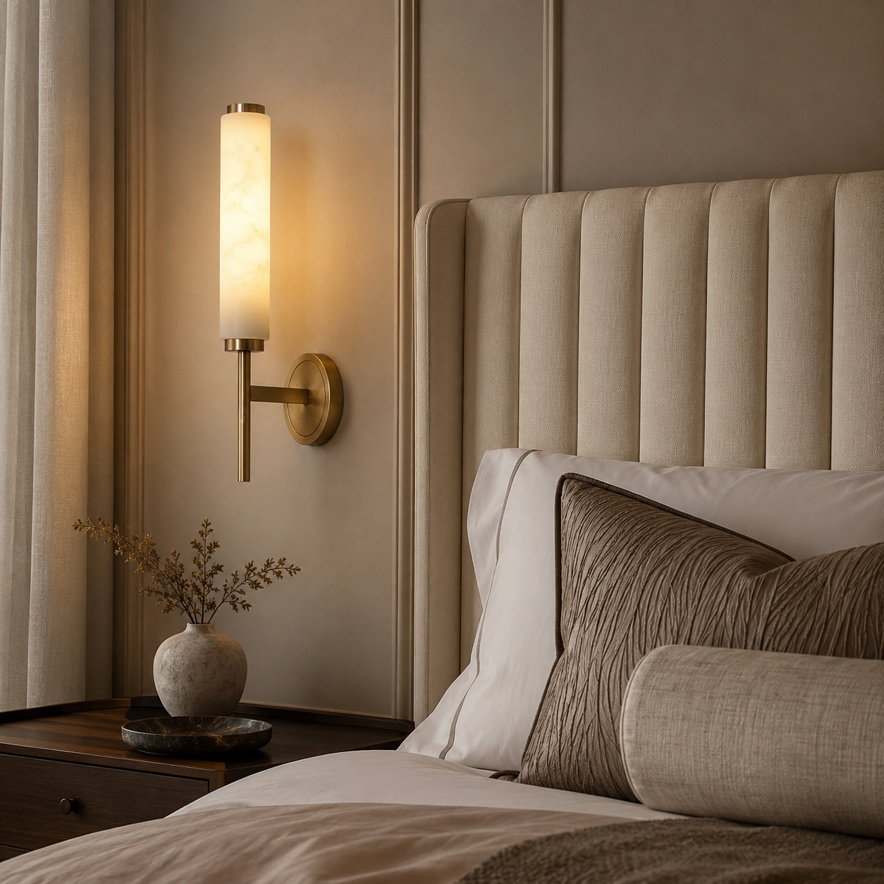 Cerella Wall Light | Marble Copper Torch Sconce