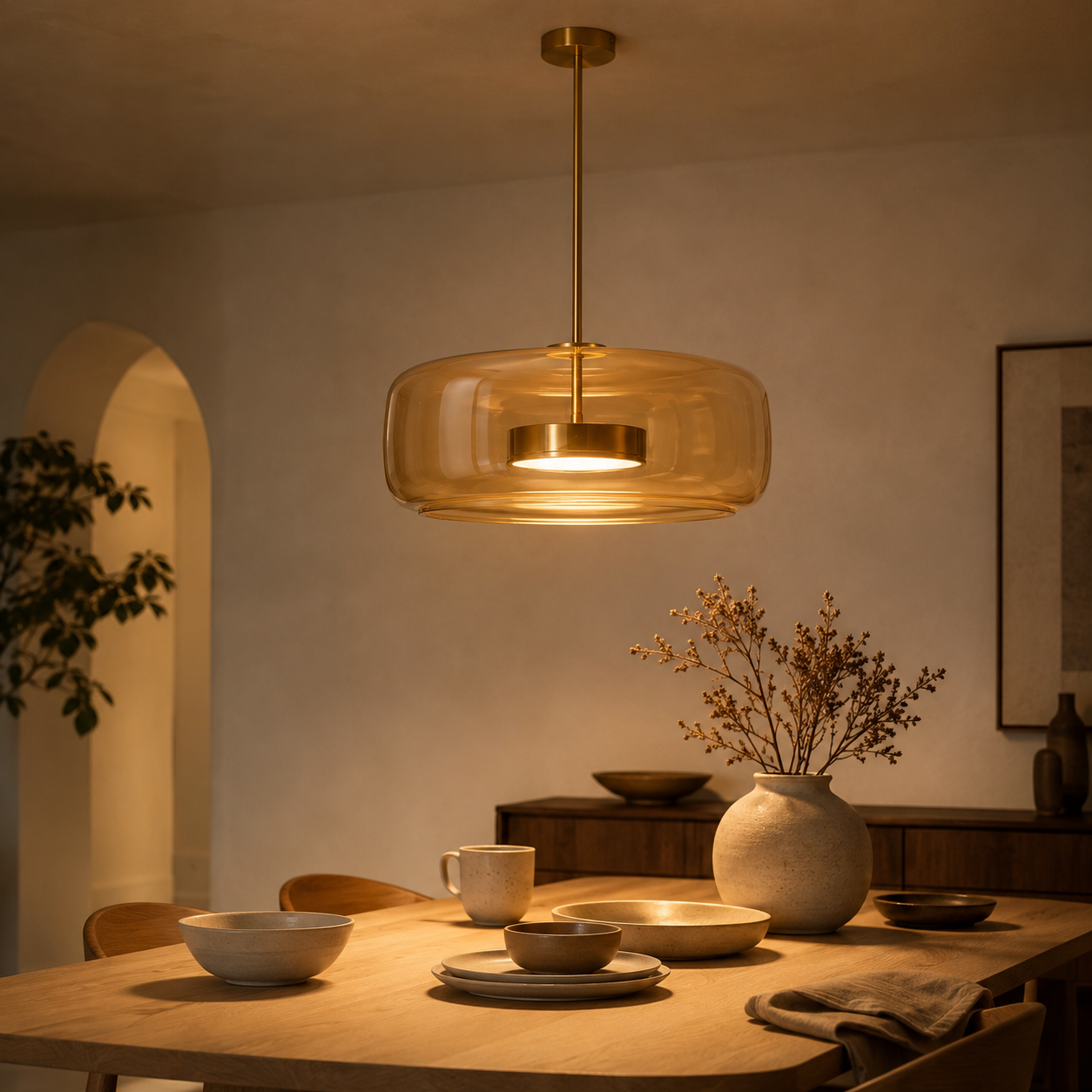 Domira Glass Pendant Light | Smoked Glass, Dimmable LED, Ceiling Pendant