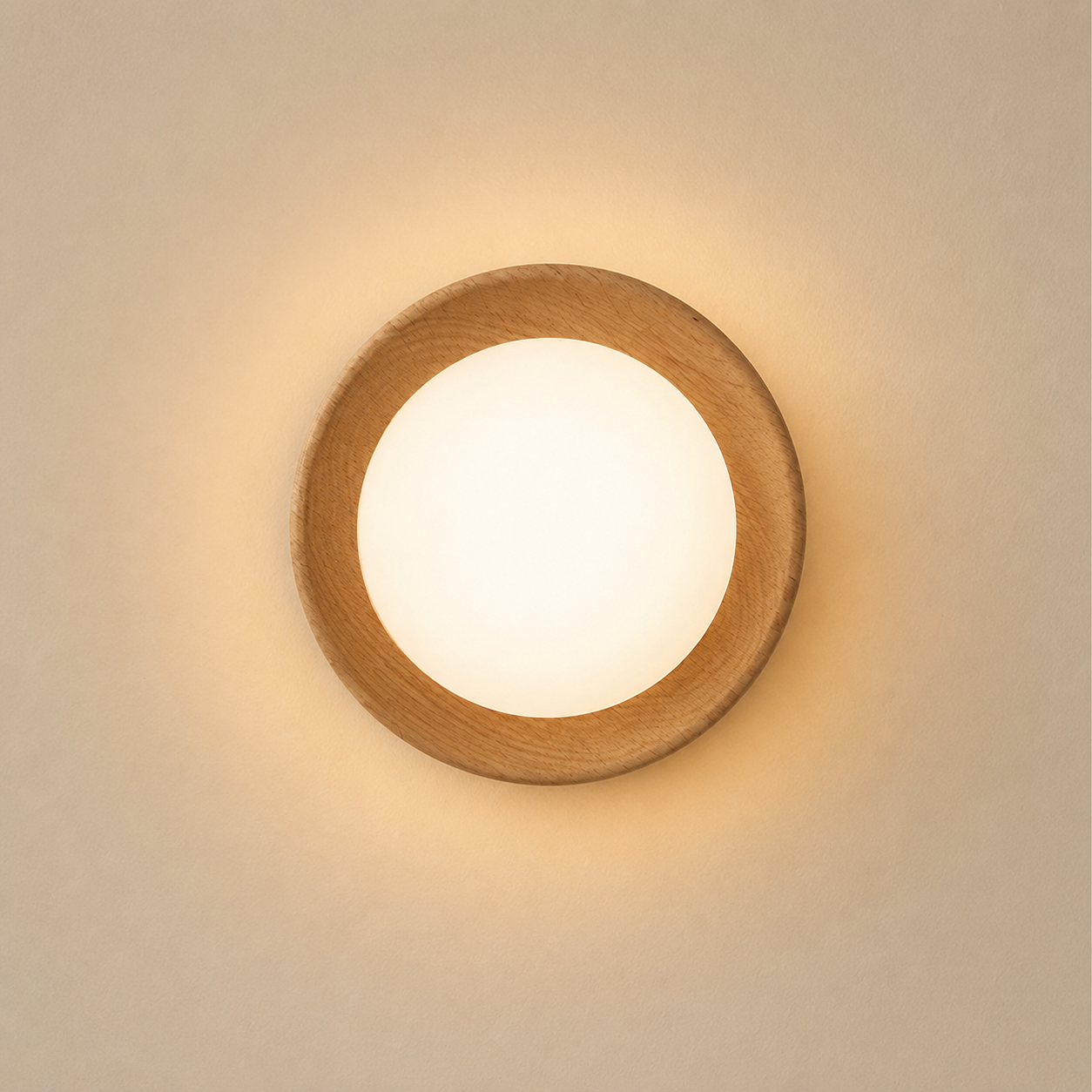 Eclissa Wall Light | Round Glass Wood Sconce
