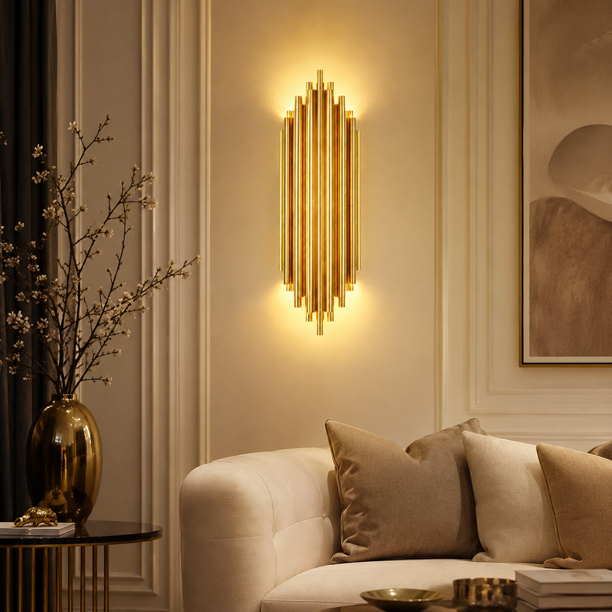 Empira Wall Light | Gold Tube Art Deco Sconce