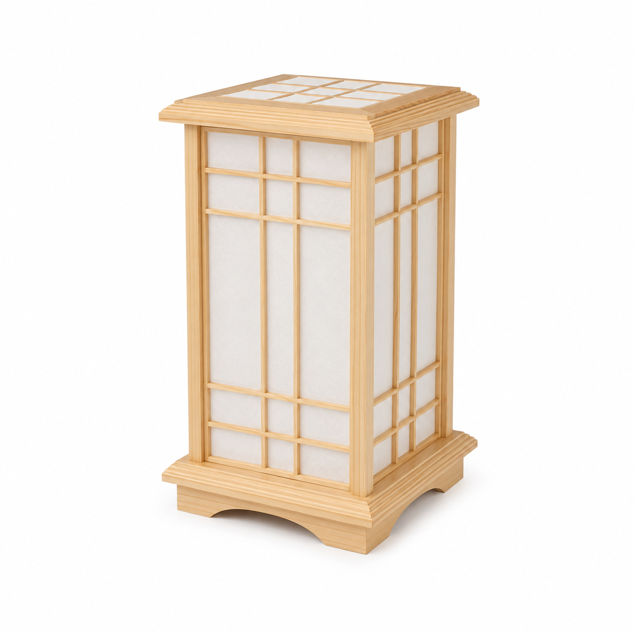 Hanoki Wooden Lantern Floor Lamp – Shoji Style Japandi Pine Standing Light