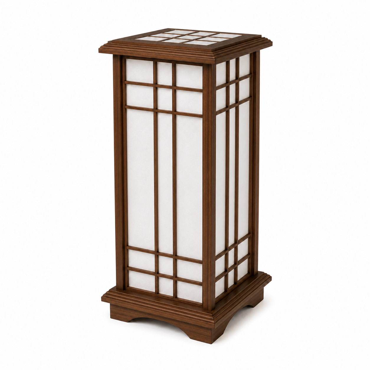 Hanoki Wooden Lantern Floor Lamp – Shoji Style Japandi Pine Standing Light