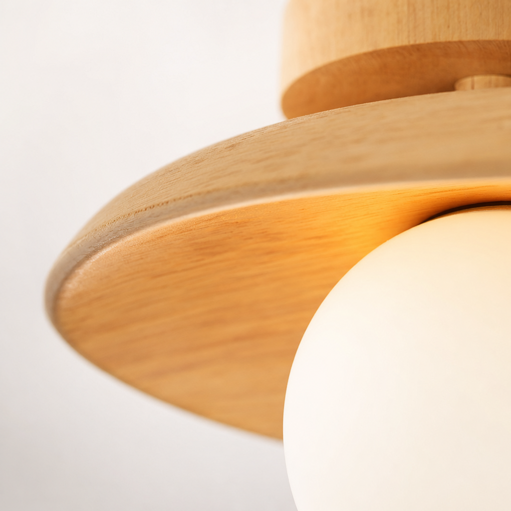 Kasara Wooden Ceiling Light | Semi-Flush Globe Lamp