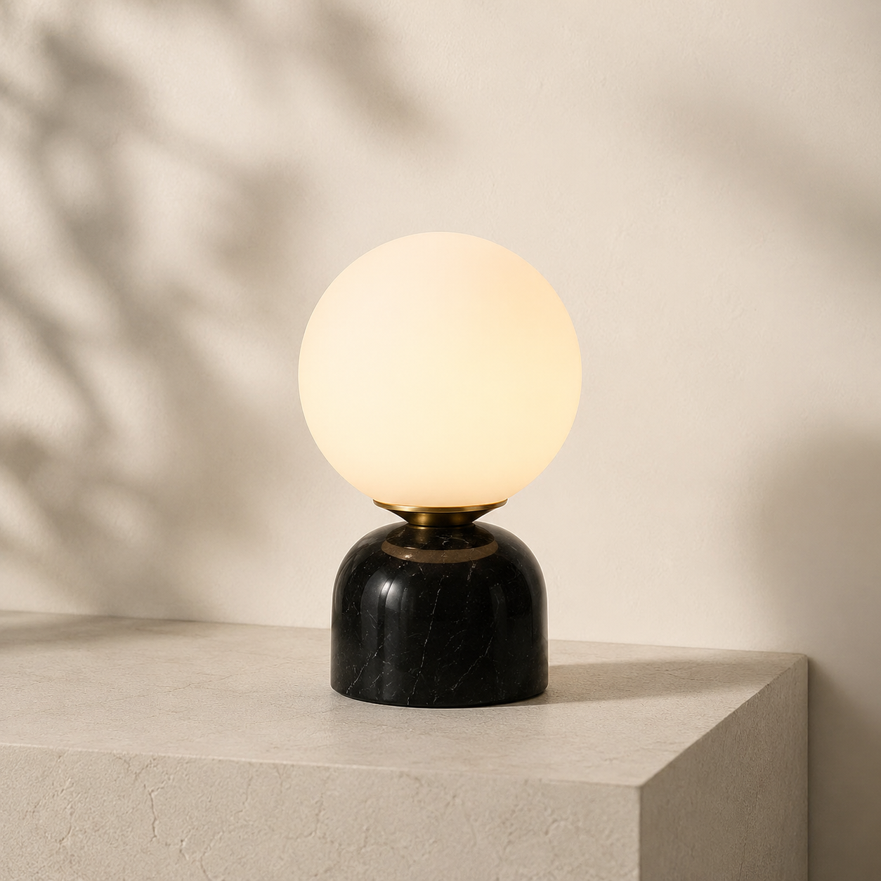 Mirella Marble Table Lamp | Opal Glass Globe Light