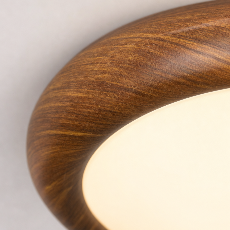 Nimba Walnut-Effect Ceiling Light | Flush LED Lamp