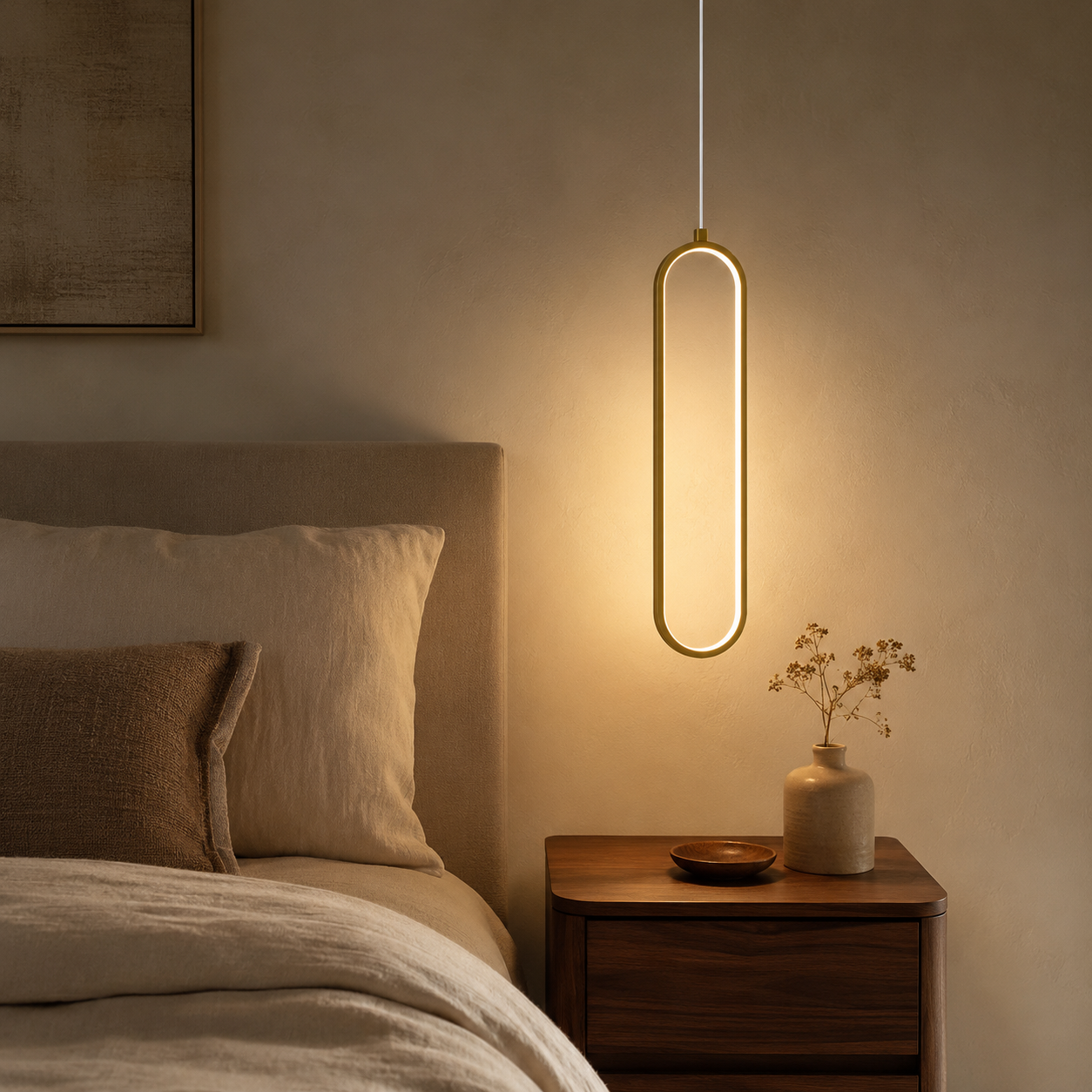 Ovelia LED Pendant Light | Slim Oval Halo Pendant
