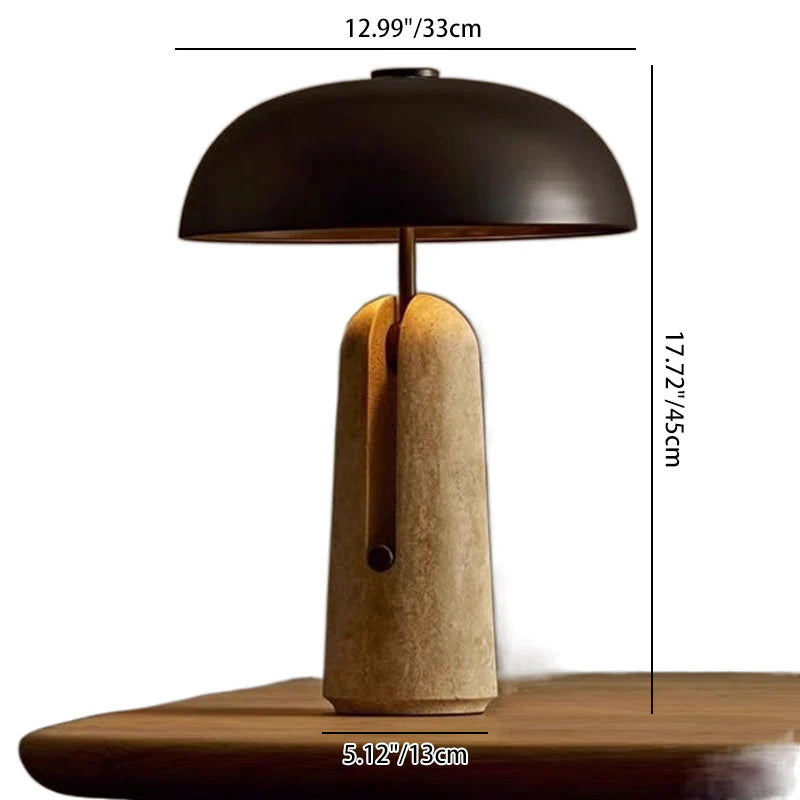 Petriva Dome Table Lamp | Stone Base Mushroom Light