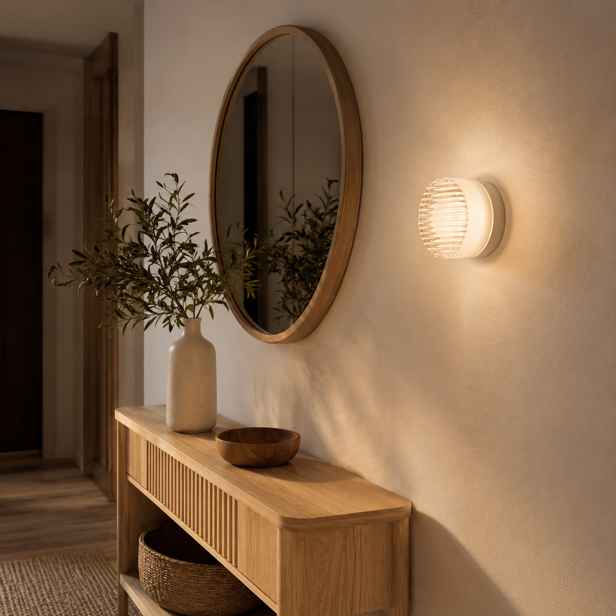 Plissa Wall Light | Ribbed Round Flush Sconce