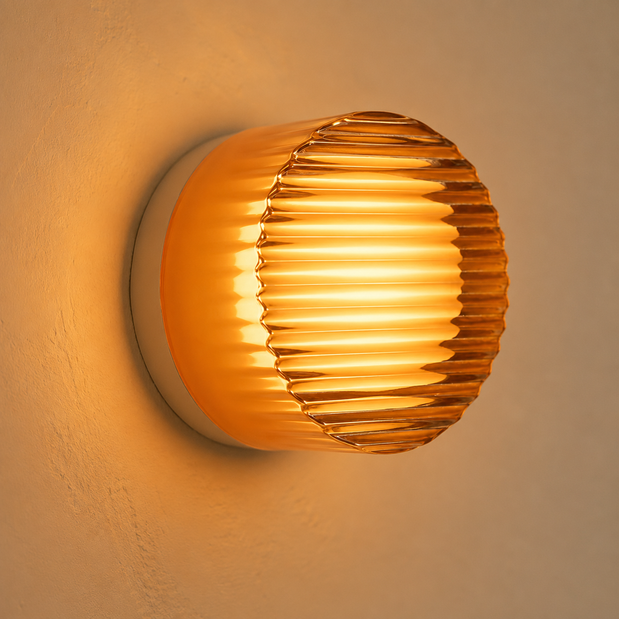 Plissa Wall Light | Ribbed Round Flush Sconce