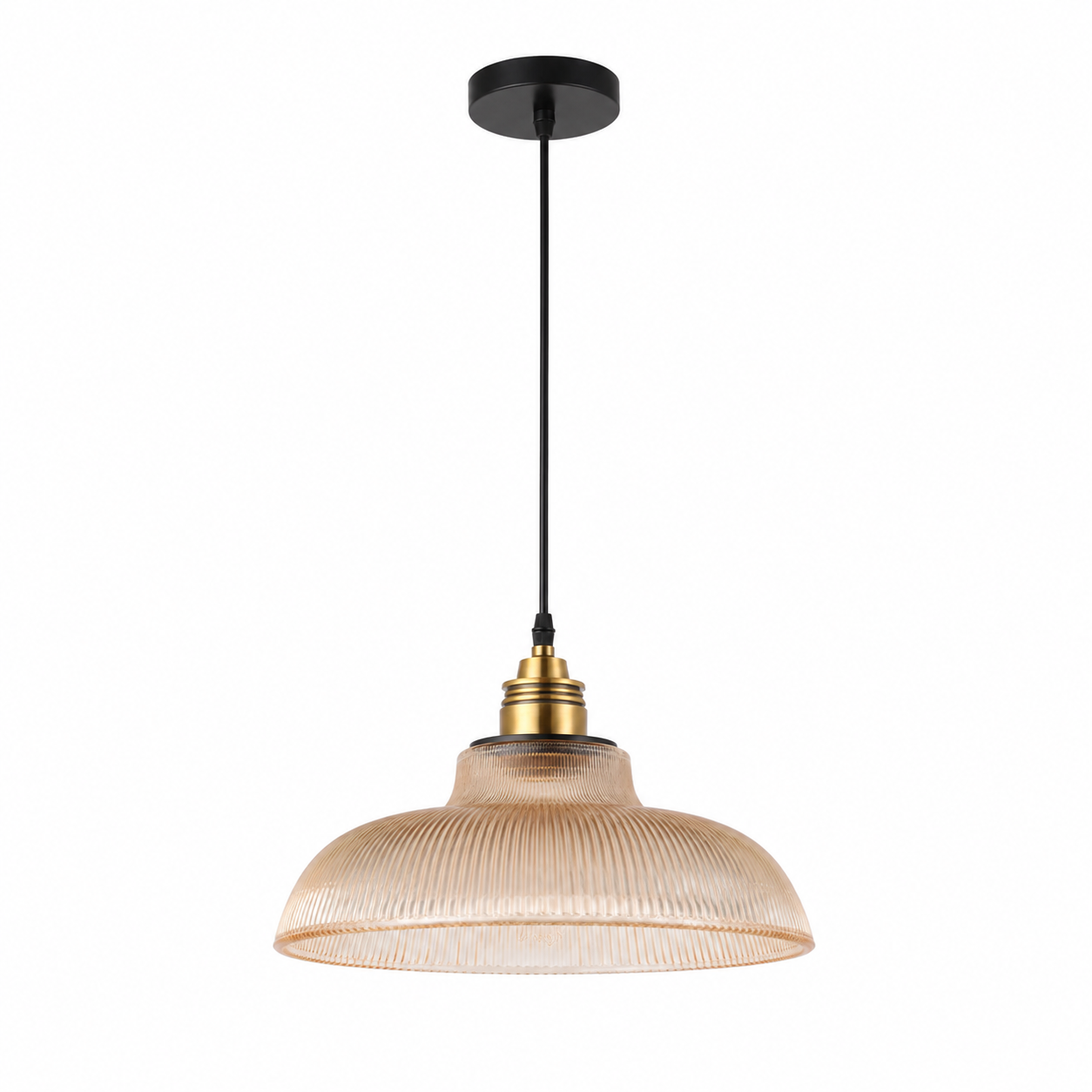 Striata Glass Pendant Light | Ribbed Vintage Glass with Brass Detail