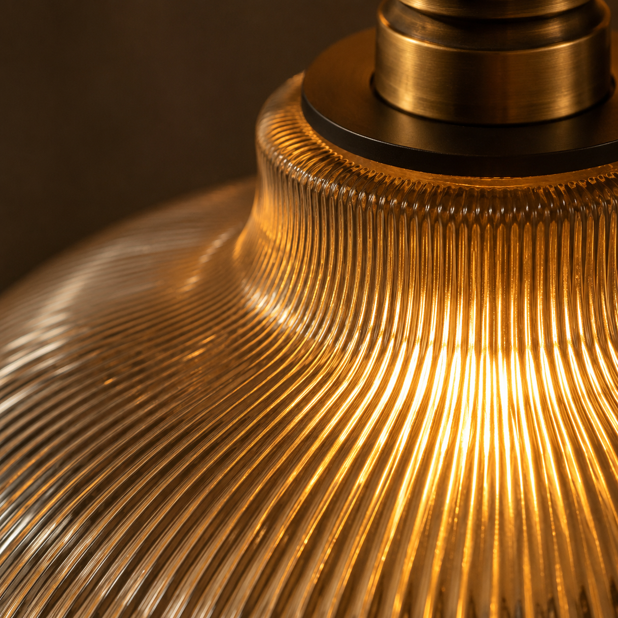 Striata Glass Pendant Light | Ribbed Vintage Glass with Brass Detail