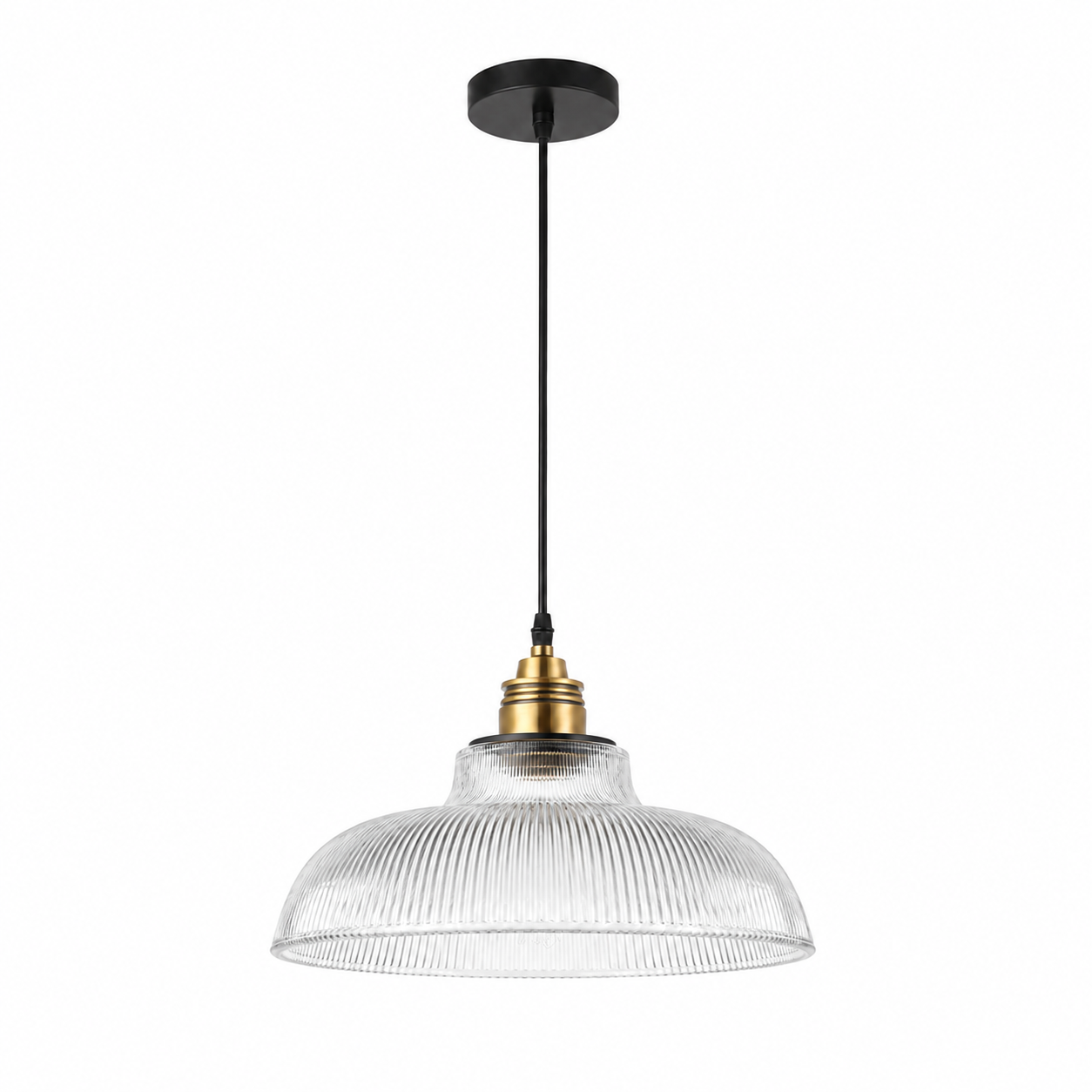 Striata Glass Pendant Light | Ribbed Vintage Glass with Brass Detail