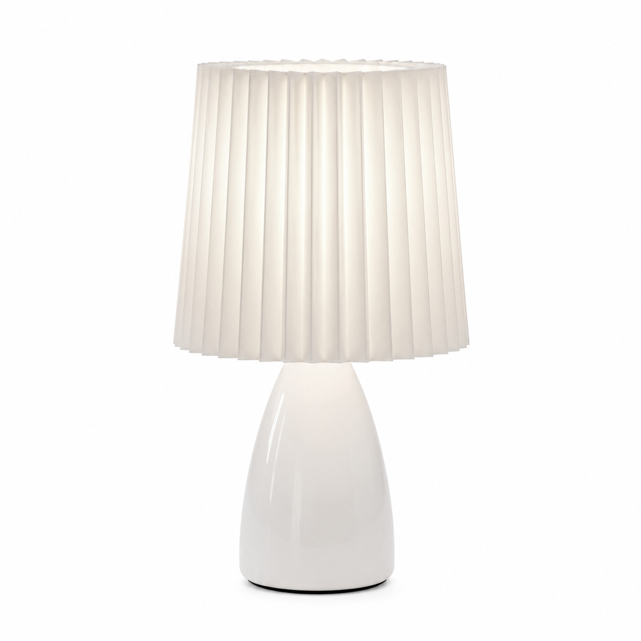 Tindra Pleated Shade Table Lamp | Glass Base Bedside Light