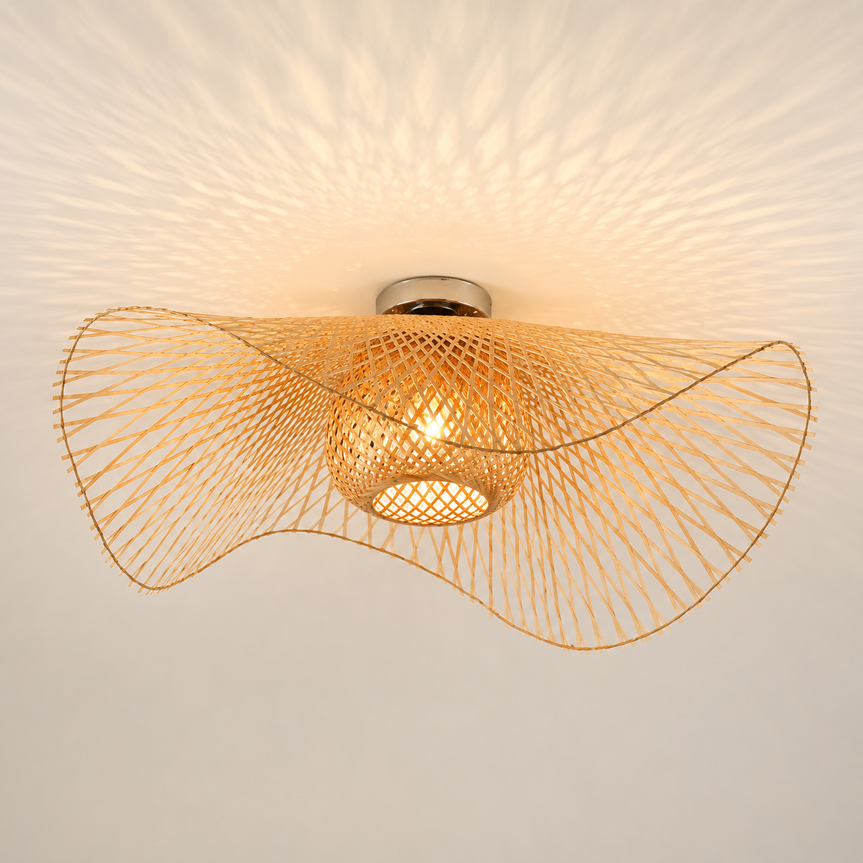 Trensa Woven Ceiling Light | Rattan-Style Flush Lamp