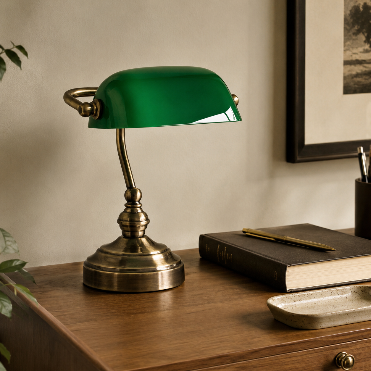 Verdoro Bankers Desk Lamp | Green Glass Office Light