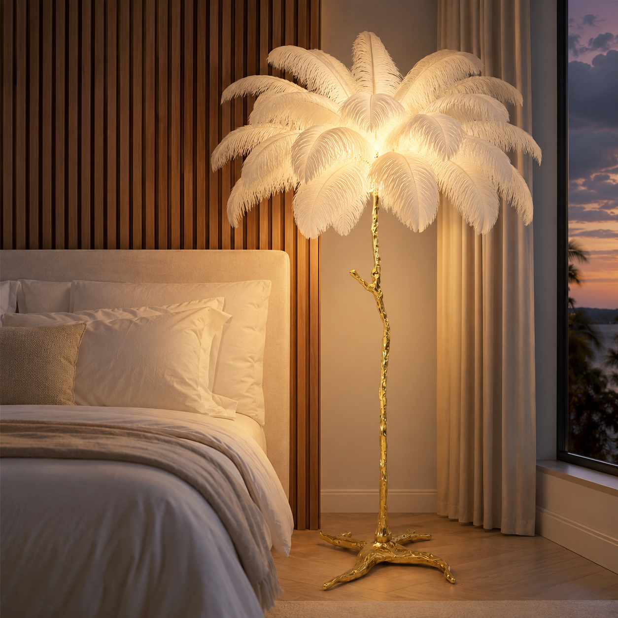 Wrenna Feather Floor Lamp | Ostrich Feather